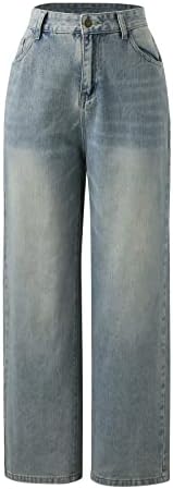 מיאשוי ג 'ינס אתחול לחתוך נשים מקרית גבוהה מותן רחוב רופף מכנסיים מטען כיסי ג' ינס מכנסיים גודל 16 מכנסיים