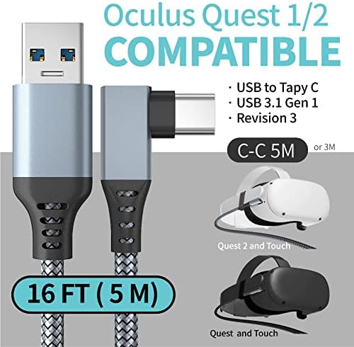 Zahotse for Oculus Quest VR כבל קישור USB 3.1Gen1 A עד C, כבל ל- Oculus Quest 1/2/Quest Steam VR משחק וטעינה