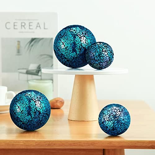 6 חתיכות 3 גודל כדורי זכוכית דקורטיביים כדורי דקורטיביים כדורי פסיפס כדורי מרכזי עיצוב שולחן לקערות אגרטל מסיבת