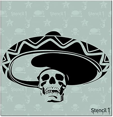 סטנסיל 1 הגולגולת המקסיקנית Sombrero Smbrero Stencil איכות עמידה שבלונות לשימוש חוזר לציור - צור מלאכה ועיצוב