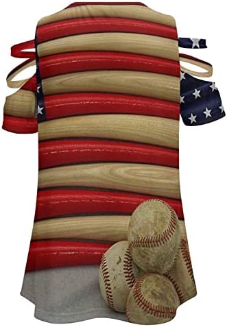 בייסבול עטלף דגל אמריקאי חולצות כתף קרה לנשים חולצת טריקו עם שרוול קצר