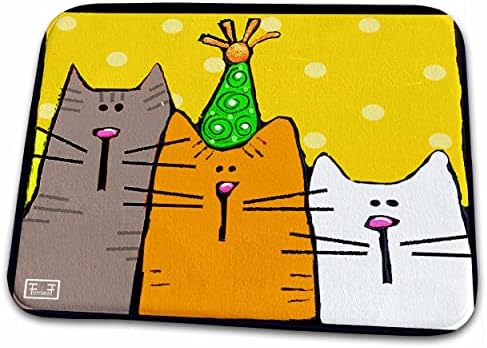 3 חתולים, חתולים, חתולים מצחיקים, כובעי מסיבות, גורי חתלתולים, חתלתולים, חיות מחמד. - מחצלות ייבוש