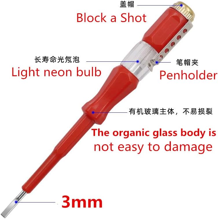 Luoyimao עט אלקטרופרוב מברג מבודד סט מברג מקצועי, בודק מתח מברג מחורץ 100 ~ 500V AC 2 יחידות