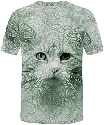 נשים של קוואי חולצה חתול גרפי חולצות חולצות לנשים קצר שרוול צווארון עגול קיץ סתיו חולצה בגדי אופנה