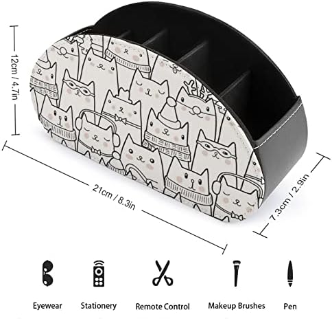 CART CART CART CAT CAT PU עור שולטים מרחוק מחזיק שולחן עבודה בשולחן העבודה קופסת מארגן אחסון עם 5 תאים