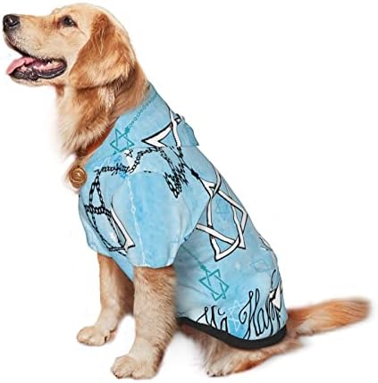 קפוצ'ון גדול כלב כחול-קאנדל-מאושר-חנוכה סוודר בגדי חיות מחמד עם מעיל תלבושת חתולים רכה