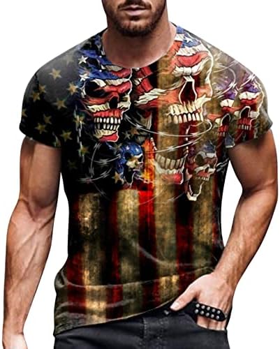 XXBR Mens Mens Patriotic Patriotier חולצות שרוול קצר, 4 ביולי דגל אמריקה דגל גרפי צמרות שריר