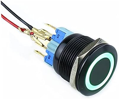 UNCASO 19 ממ אלומינה מתג כפתור מתג טבעת סרעפת LED נופלת רגעית רמת עצמית 1 לא 1NC