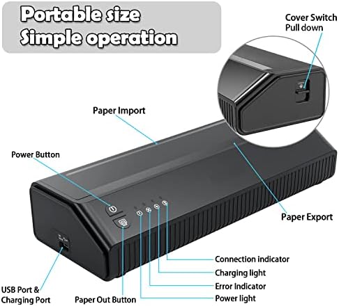 אטלי אלחוטי קעקוע העברת סטנסיל מדפסת, עם 10 יחידות העברת נייר, נייד קעקוע העברת תרמית מכונת צילום מכונה,