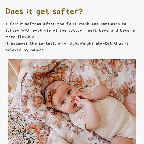 שמיכת מיני משוטט של מוסלין - שקיעה שקיעה פרחונית שמיכה לתינוקות עטוף תינוק חמוד יילוד יילוד כותנה חיונית כותנה,