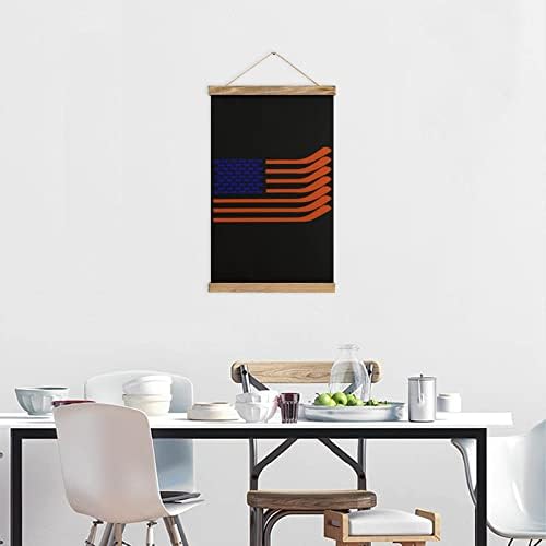 לקרוס מקל דגל אמריקאי דגל בד קיר אמנות תליית ציור תמונה עץ גלילה טיק לסלון בית משרד דקור