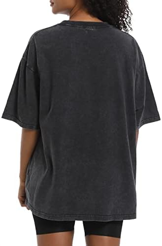 חולצות וינטג 'גראנג' גדולות לנשים שרוול קצר כותנה מזדמן טיז בבאגי בני נוער טרנדי חולצות רופפות צוואר צוות