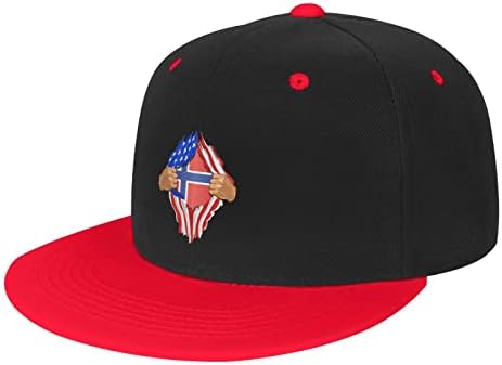 Bolufe ארהב ונורווגיה דגלים כובע בייסבול לילדים, יש פונקציה נושמת טובה, נוחות טבעית ונושמת