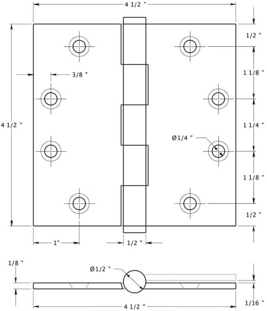 Deltana DSB4510 4.5 x 4.5 פליז פליז מוצק פינתי פינת מישור מיושן ציור, בינוני לבן