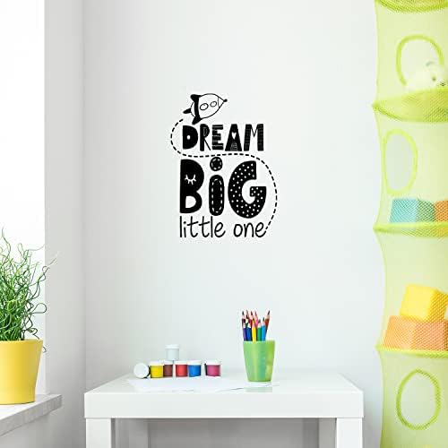 מדבקות אמנות קיר ויניל - חלום גדול קטן - 23 x 17 - מדבקת עיצוב חמוד מעוררת השראה טרנדית לילדים בית חדר