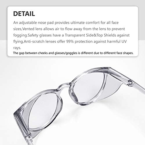 Leondesigns משקפי בטיחות משקפי משקפי נגד ערפל Z87.1 חסימת אור כחול חסימת אנטי-אבק משקפי הגנה על