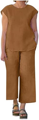 מכנסי נערות נערות מכנסיים מכנסי פשתן מגדירים שתי חלקים רגילים רגילים סתיו מכנסי קיץ מכניסים לבגדים אופנה