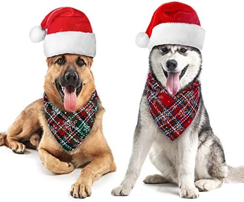 רויסיטה 6 חבילה באפלו משובץ כלב בנדנות חג המולד משולש לחיות מחמד ליקוק מטפחת לחיות מחמד תלבושות