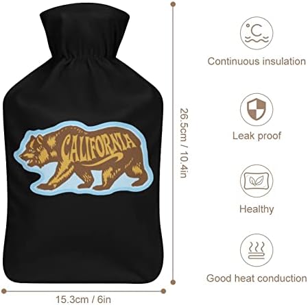 שקית הזרקת מים דוב קליפורניה עם כיסוי 1000 מל בקבוק חם חם לגברים ונשים