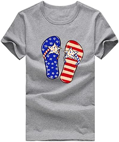 חולצות נשים גדול מזדמן קצר אופנה חולצה אמריקאי מודפס דגל יום שרוול נשים עצמאות למעלה נשים של