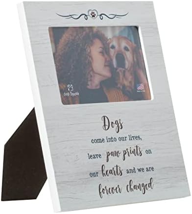 הדפסי כפות על ליבנו - כלב מחמד-מסגרת עץ אופקית