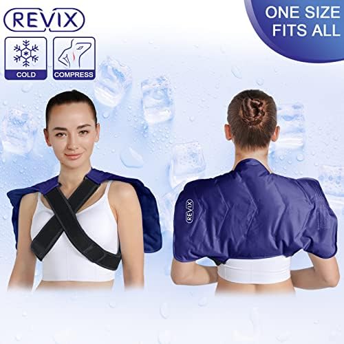 REVIX XL אריזת קרח כתף וחבילת קרח גדולה להקלה על כאבי גב, דחיסת כתפיים לאורך זמן, חבילות קרות לפציעות כתף,