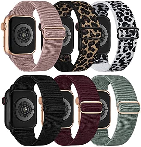 JYXINK 6 חבילות להקות שעון נמתחות תואמות להקת Apple Watch 38 ממ 40 ממ 41 ממ 42 ממ 44 ממ 45 ממ 49 ממ, נשים