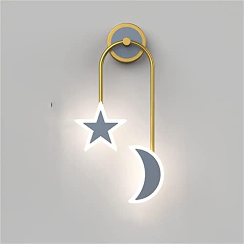 קיר מנורת נורדי כוכב ירח קיר אור שחור אפור קיר ליד מיטת חדר שינה סלון מעבר מסדרון רקע מקורה גופי מקורה תאורה