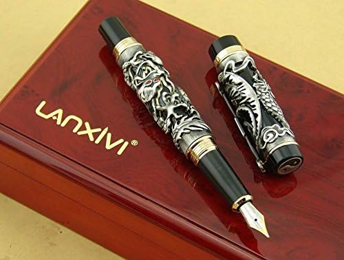 ג ' ינהאו הדרקון פניקס עט נובע בסדר כתיבה יוקרה מקרה סט בציר שחור אוסף עם דיו מילוי ממיר חתימה