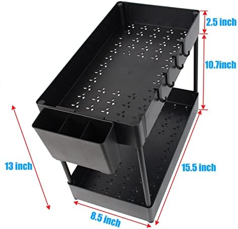 מארגן משטח השיש של Weitelai, מדף דלפק חדרי אמבטיה 2 שכבה, עם 6 מארגן משטח דלפק לחדר אמבטיה, לבלתי,