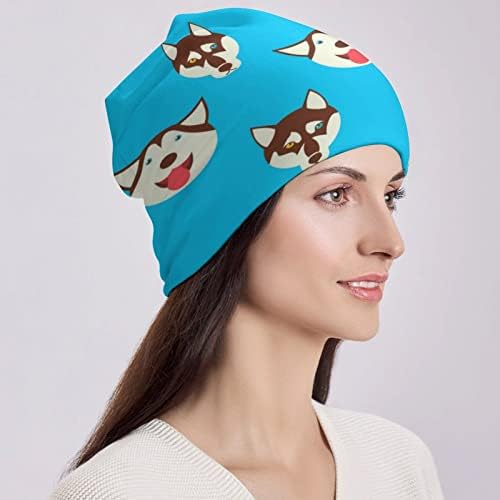 Baikutouan Husky או Malamute Face Print כובעי כפה לגברים נשים עם עיצובים כובע גולגולת