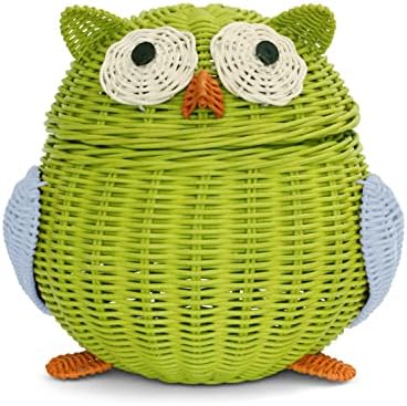 Collection Collection Owl Owl Rattan סל אחסון עם מכסה דקורטיבי דקורטיבי עיצוב הבית מארגן מדף ארוג יד חמוד