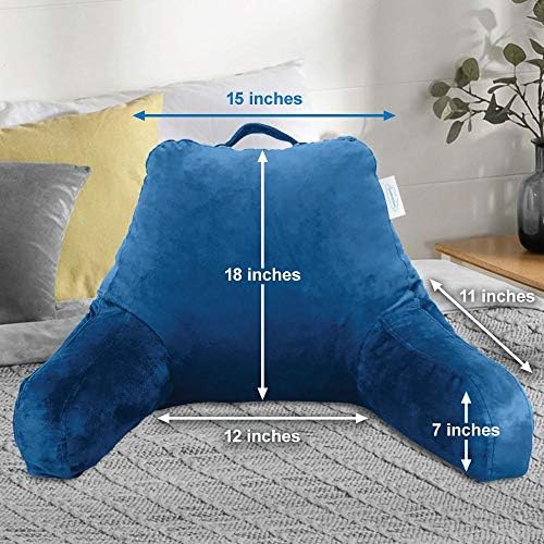 ComfortCloud קריאת כרית מיטת מיטת טריז כרית טרקלין של משענת גבית גדולה עם כיסי זרועות תמיכה אחורית