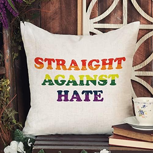 קשת גאווה לסבית הומוסקסואלית מאותו מין להטבים לזרוק כרית כרית ישר כנגד כרית שנאה מכסה כרית כיסוי