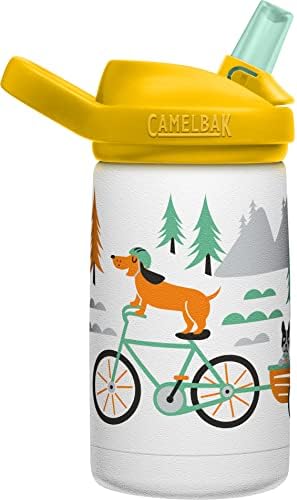 Camelbak Eddy+ ילדים בקבוק 12 גרם, נירוסטה מבודדת עם כובע קש - הוכחת דליפה כאשר סגורים, רכיבה