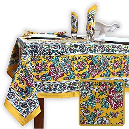 ארהב מתוקה כפרית צרפתית מפות שולחן פרחוניות לשולחנות מלבן, כותנה פרחונית מטבח שולחן אוכל, פשתן בצבע צהוב