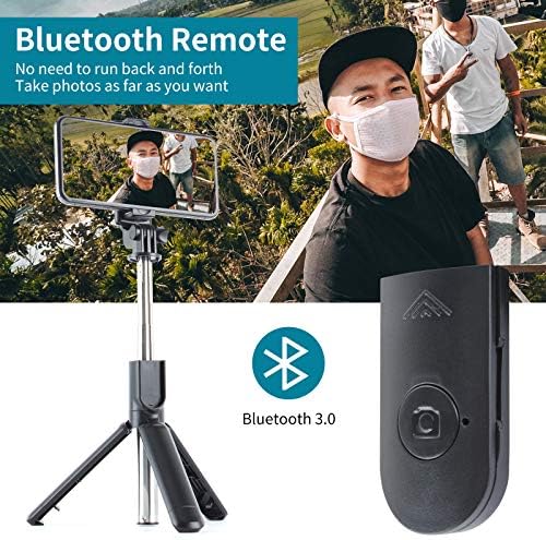 Selfie Stick Tripod Bluetooth, חצובה נסיעות קלות עם חצובה טלפון מרחוק, מיני קומפקטי, תואם לאייפון 12 Pro
