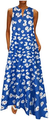 שמלות קיץ של Ollysqiar לנשים 2023 שמלות מקסי מפוצלות ללא שרוולים מפוצלות ללא שרוולים שמלות חוף לונג עם כיס עם