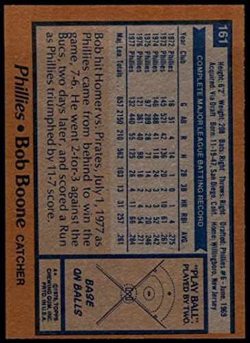 1978 Topps 161 בוב בון פילדלפיה פיליס VG פיליז