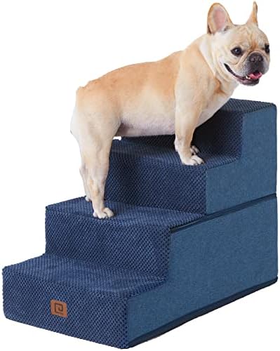 מדרגות כלבים לכלבים קטנים, מדרגות כלבים 3 שלבים למיטות וספה גבוהות, מדרגות חיות מחמד לכלבים וחתולים קטנים וטיפוס