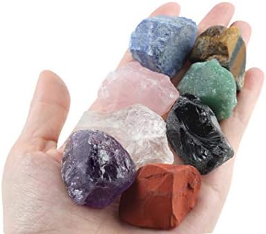 Vuuuuuv Chakra Stones סט -אבן גולמית גסה טבעית ואגודל גבישים אבן דאגה ריפוי לריפוי, מדיטציה, איזון צ'אקרה או
