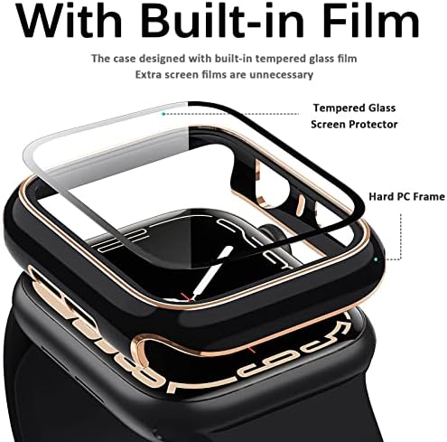 Miimall תואם לסדרה Apple Watch 7 מארז 41 ממ עם מסך זכוכית מחוסמת מסך פגוש דקיק אולטרה-דקיק HD Clear Shoctector