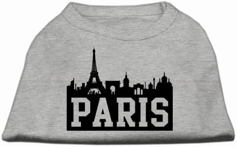 Mirage Pet Paris Paris Skyline Screint Print חולצה אפור LG