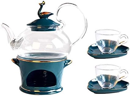 ערכת תה מתקדמת סט תה אירופאי סט עם כוס חמה יותר נרות ל -1-6 אנשים משתמשים ביתי מתנה לחתונה קרמיקה קופסת מתנה