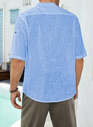 ג ' מייר גברים של כותנה פשתן הנלי חולצה מזדמן כפתור למטה קצר שרוול טרופי חולצות קיץ חוף חולצות
