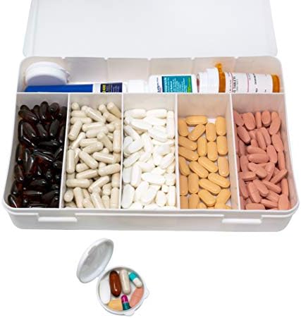 דלוקס תוסף הגלולה ארגונית מקרה-גדול אחסון תיבת עבור תרופות בקבוקים, גלולות, ויטמינים ותוספי כולל