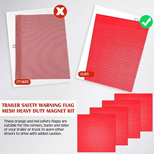 12 חתיכות דגל בטיחות ומגנטים ערכת דגלי בטיחות אדומים כתומים עם לולאת תיל 18 x 18 אינץ