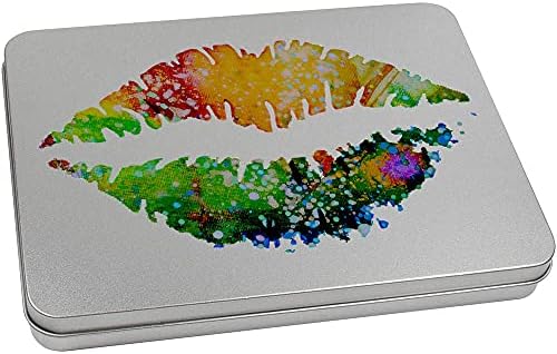 AZEEDA 'שפתיים צבעוניות' מתכת כתיבה מתכתית פח/קופסת אחסון