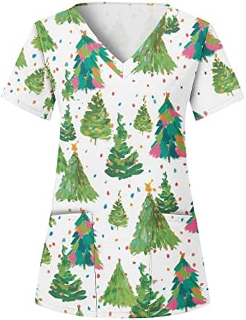 אישה קיץ סתיו חולצה גרפית לשפשף עבודה חג המולד חצי שרוול קצר חולצת צוואר לנשים ג2