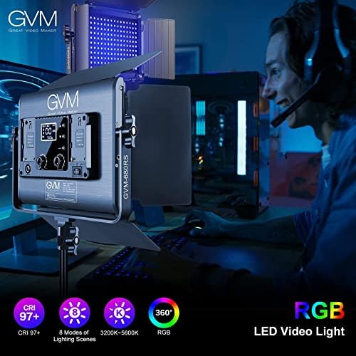 GVM RGB LED אור וידאו עם SoftBox, 680RS 50W ערכות תאורה של לוח LED עם בקרת Bluetooth, 2 חבילות תאורת